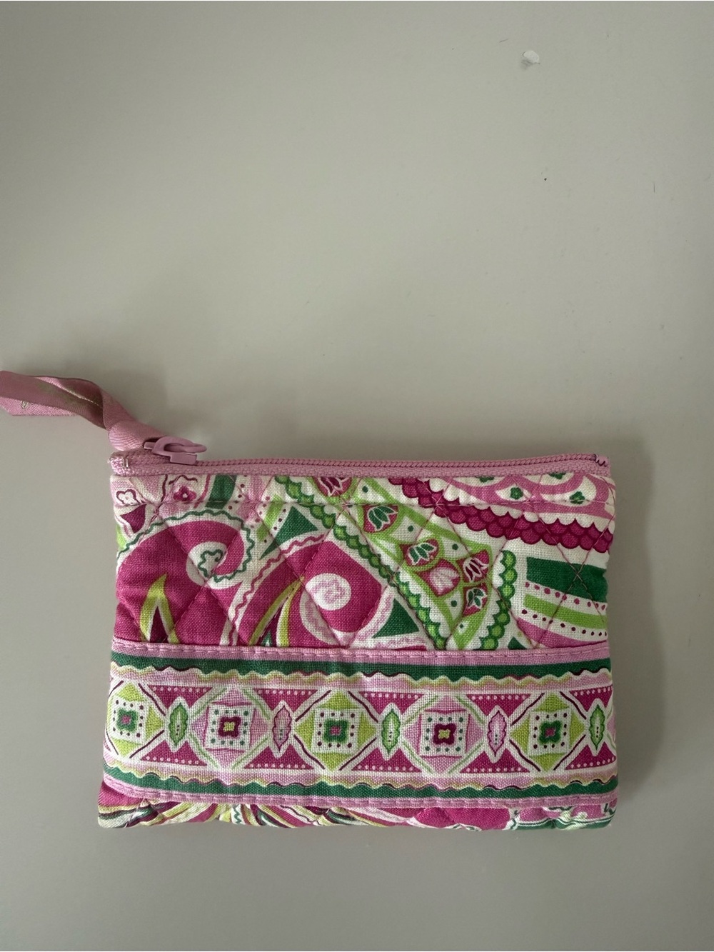 Vera Bradley Quilted Paisley Wristlet - Pink & Green